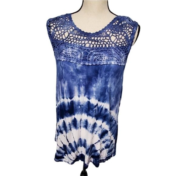 Studio West Tie Dye Crochet Sleeveless Top - Picture 1 of 7
